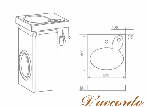 картинка Раковина на стиральную машину Belux Идея 600 от магазина D'accordo