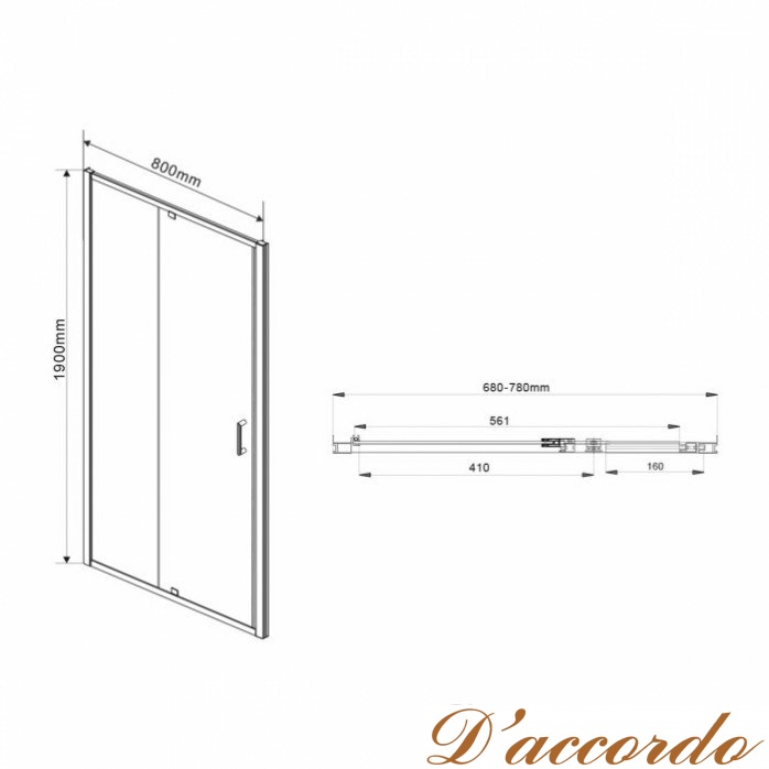 картинка Душевая дверь Vincea Intra VDP-1I 70/80 см прозрачная от магазина D'accordo