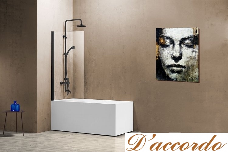 картинка Шторка на ванну Vincea VSB-11 80 см профиль черный от магазина D'accordo