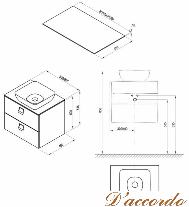 картинка Мебель для ванной Ravak SD Comfort 800 со столешницей от магазина D'accordo