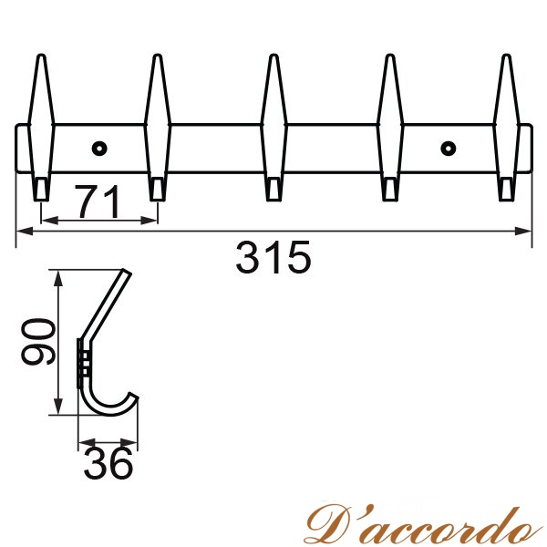 картинка Планка с 5-ю крючками Veragio GifortesVR.GFT-9075 от магазина D'accordo