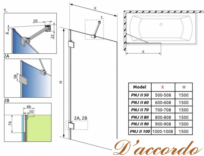 картинка Душевая шторка на ванну Radaway Essenza Pro PNJ II 100 см от магазина D'accordo