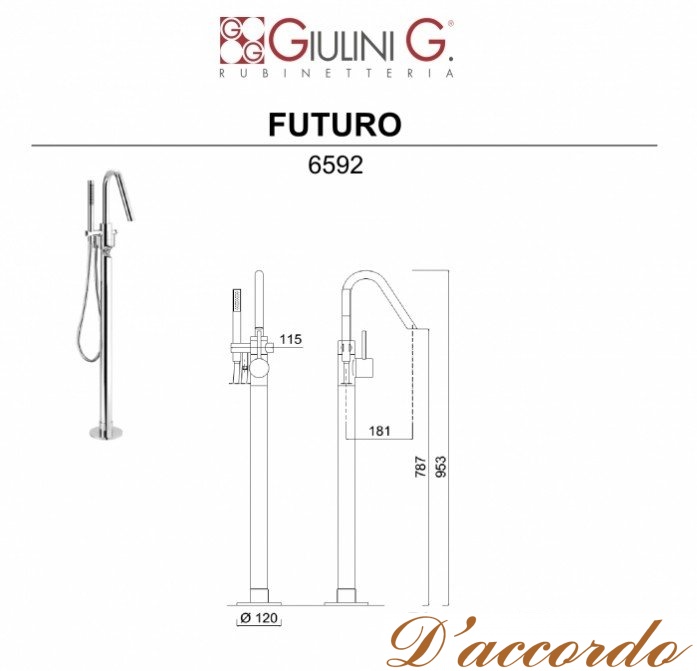 картинка Смеситель для ванны Giulini Futuro 6592NO от магазина D'accordo