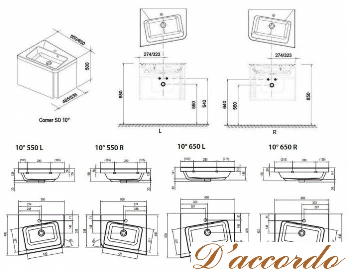 картинка Мебель для ванной Ravak SD 10° 65R белый глянец от магазина D'accordo