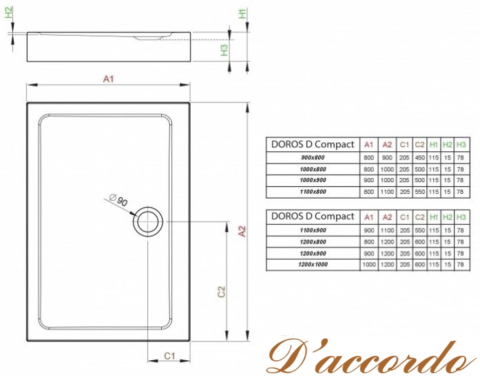 картинка Душевой поддон Radaway Doros D Compact 100x80 от магазина D'accordo