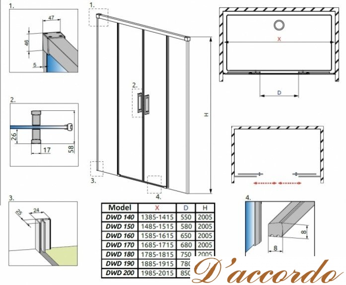 картинка Душевая дверь Radaway Idea DWD 170 см от магазина D'accordo