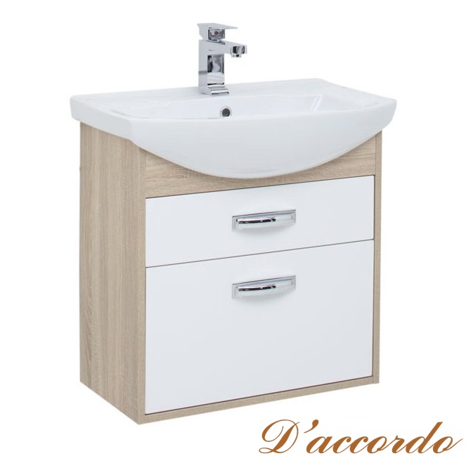 картинка Мебель для ванной Aquanet Грейс 65 дуб сонома/белая с 2 ящиками от магазина D'accordo