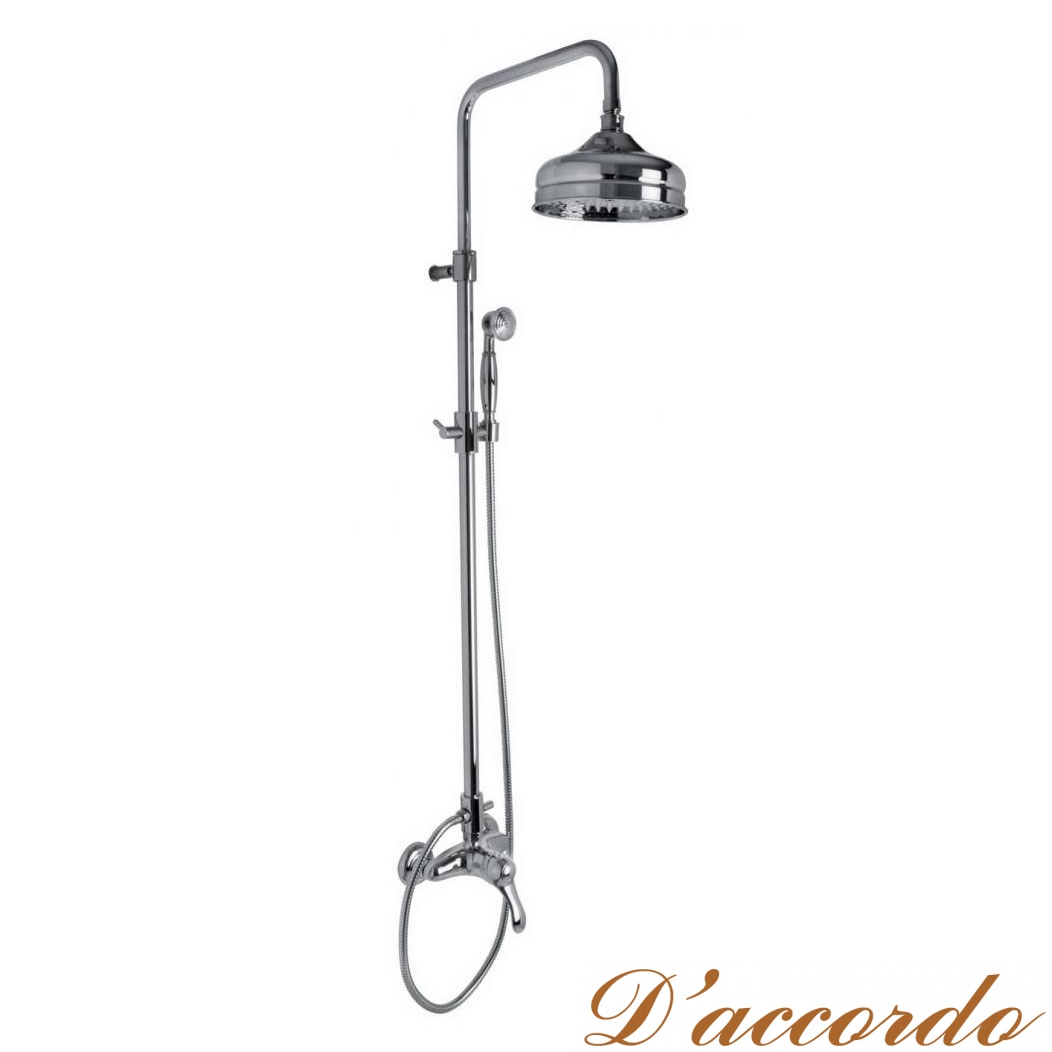 картинка Carlo Frattini Lamp Смеситель для душа с душевой стойкой, верхним душем и душевым комплектом, цвет: хром от магазина D'accordo