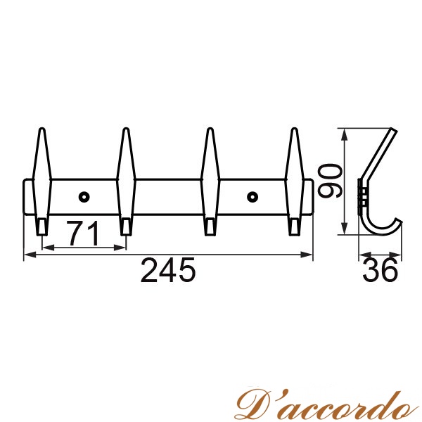 картинка Планка с 4-мя крючками Veragio GifortesVR.GFT-9074 от магазина D'accordo