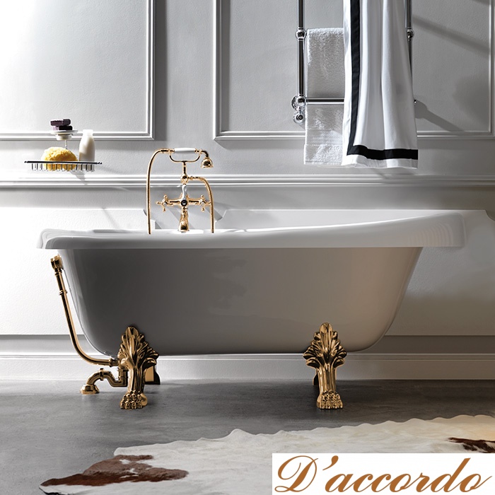 картинка KERASAN Retro Ванна new 170х77/66см, глубина ванны 44,5см, цвет белый, ножки золото от магазина D'accordo