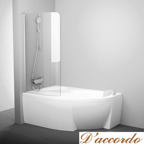 картинка Душевая шторка на ванну Ravak Crome CVSK1 Rosa 160/170 профиль блестящий левостороннее исполнение от магазина D'accordo