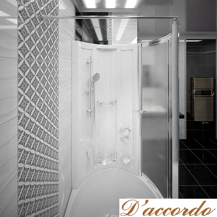 картинка Стенка со стеклянной шторкой на ванну Радомир Валенсия хром стекло матовое от магазина D'accordo