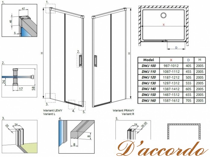 картинка Душевая дверь Radaway Idea DWJ 110 см от магазина D'accordo