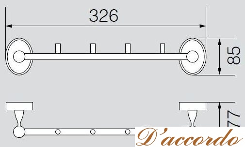 картинка Планка с четырьмя крючками Veragio Bonjour VR.BNR-7834 от магазина D'accordo