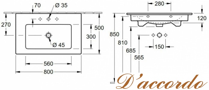 картинка Мебель для ванной Villeroy&Boch Venticello 80 от магазина D'accordo