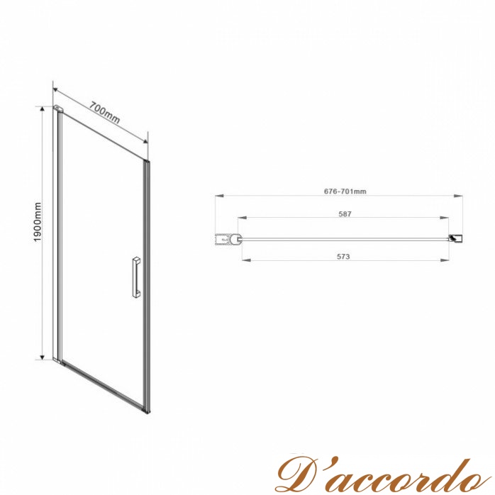 картинка Душевая дверь Vincea Orta VPP-1O 70 см прозрачная от магазина D'accordo