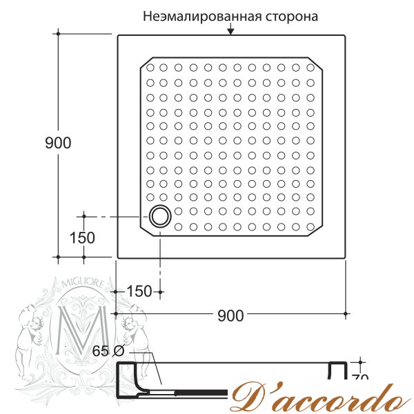 картинка Поддон керамический Migliore ML.PDQ-28.380.BI, 90*90 см от магазина D'accordo