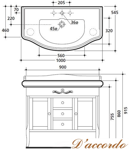 картинка Мебель для ванной Kerasan Retro 734740 100 см от магазина D'accordo