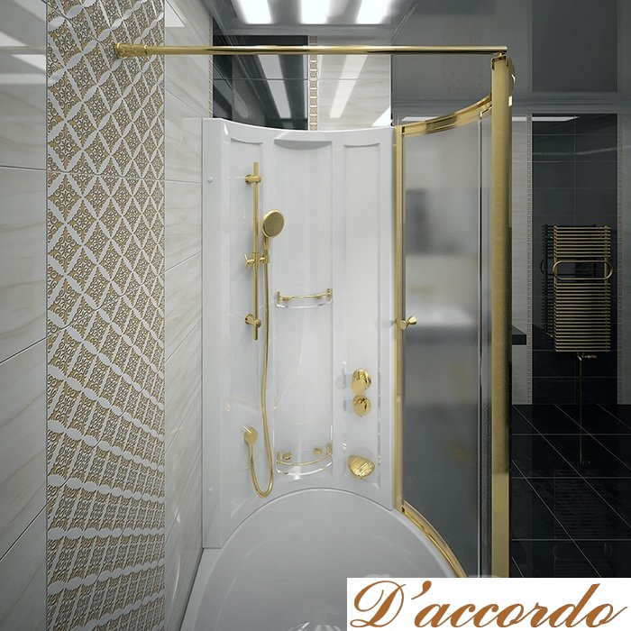 картинка Стенка со стеклянной шторкой на ванну Радомир Валенсия золото стекло матовое от магазина D'accordo