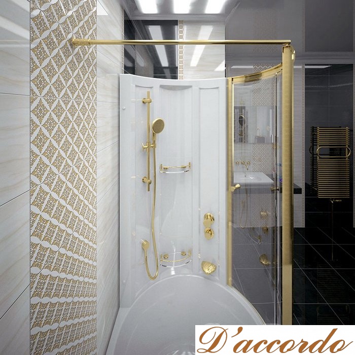 картинка Стенка со стеклянной шторкой на ванну Радомир Валенсия золото стекло прозрачное от магазина D'accordo