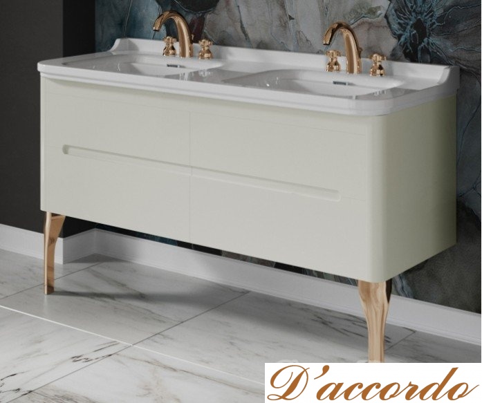 картинка Мебель для ванной Kerasan Waldorf 150 белая ножки золото от магазина D'accordo