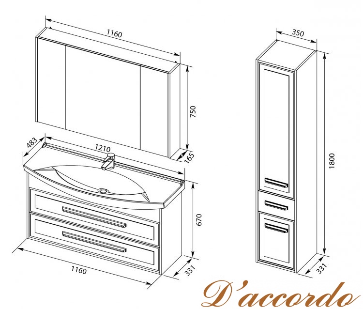 картинка Мебель для ванной Aquanet Остин 120 дуб кантербери от магазина D'accordo