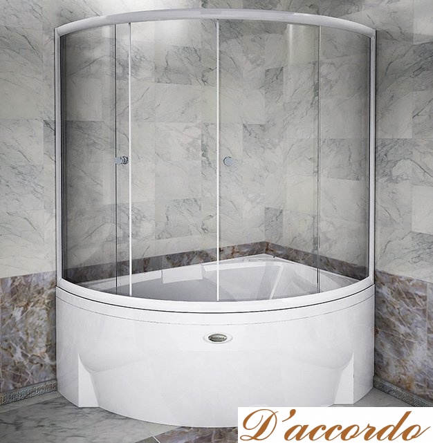 картинка Стеклянная шторка на ванну Радомир Астория профиль белый от магазина D'accordo