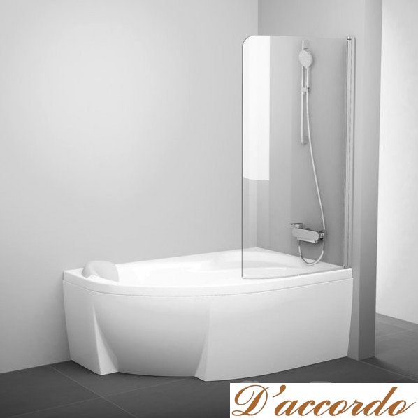 картинка Душевая шторка на ванну Ravak Crome CVSK1 Rosa 160/170 профиль сатин правостороннее исполнение от магазина D'accordo