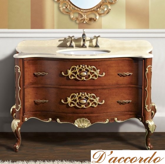картинка Тумба под столешницу Migliore Virginia 110 см цвет Noce Bassano с декором Gold от магазина D'accordo