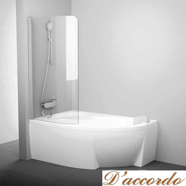 картинка Душевая шторка на ванну Ravak Crome CVSK1 Rosa 160/170 профиль сатин левостороннее исполнение от магазина D'accordo