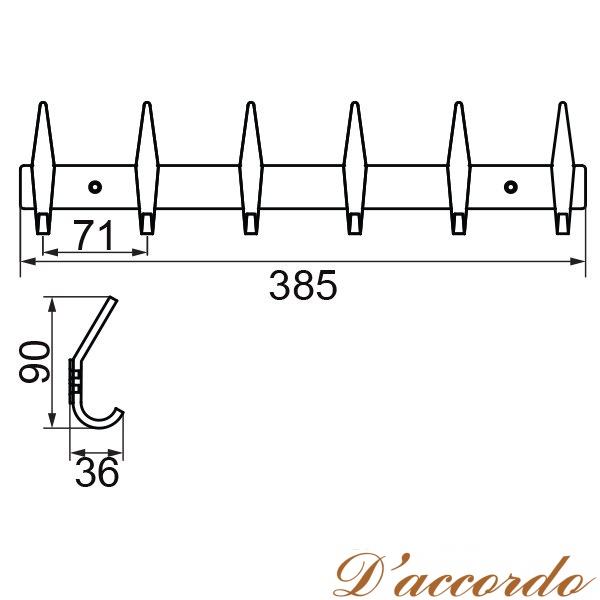 картинка Планка с 6-ю крючками Veragio GifortesVR.GFT-9076 от магазина D'accordo