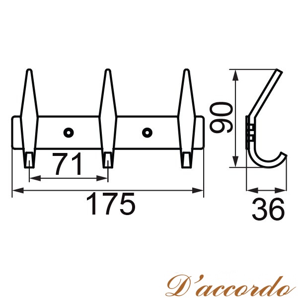 картинка Планка с 3-мя крючками Veragio GifortesVR.GFT-9073 от магазина D'accordo