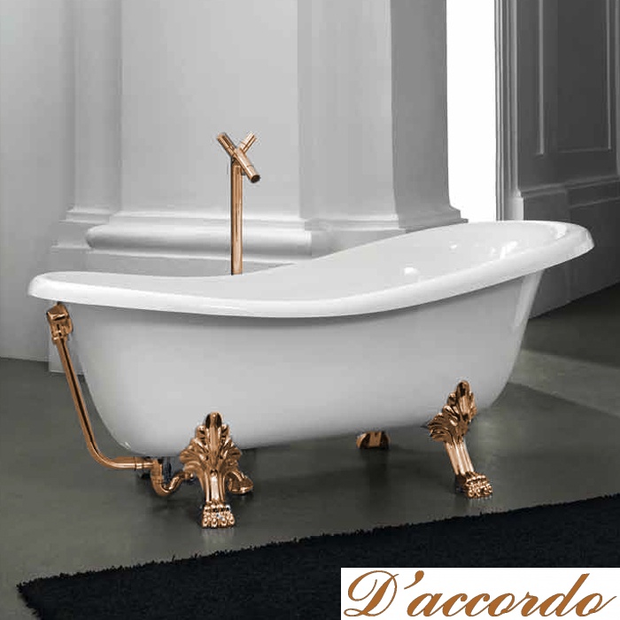 картинка Artceram HERMITAGE Ванна 170x80*72 на лапах, со слив-переливом и сифоном в компл. цвет ванны белый, ножки золото от магазина D'accordo