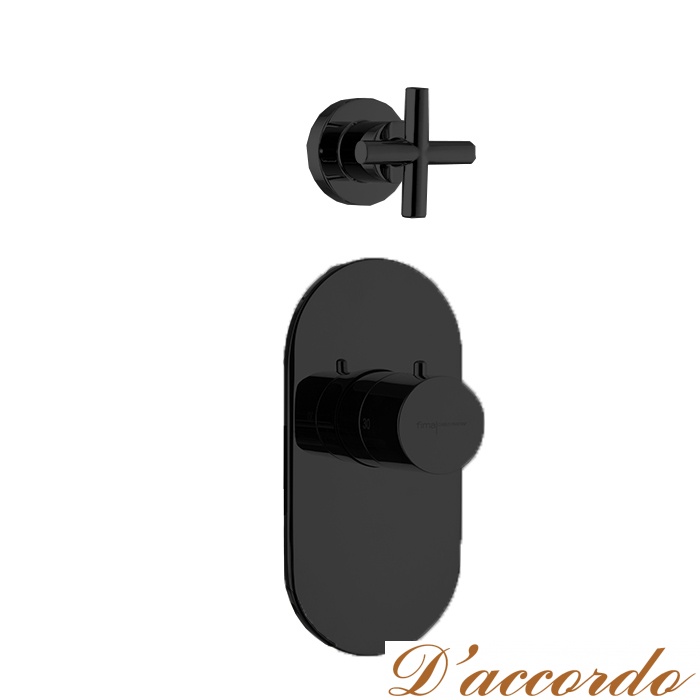 картинка Carlo Frattini Fimatherm Смеситель для душа встроенный, термостатический, 1 запорный вентиль, цвет: черный матовый от магазина D'accordo