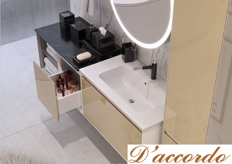 картинка Мебель для ванной комнаты подвесная, с двумя дополнительными модулями коллекция Genesis от магазина D'accordo