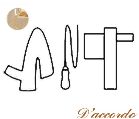 картинка Комплект механизмов для высокого бачка Migliore Ricambi (ручка керамика, цепочка, держатель с розеткой и коромысло) золото (DO) от магазина D'accordo