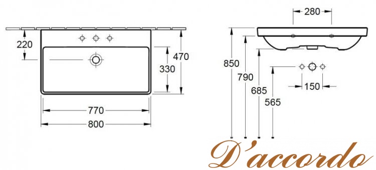 картинка Мебель для ванной Villeroy&Boch Avento 80 голубой глянец от магазина D'accordo