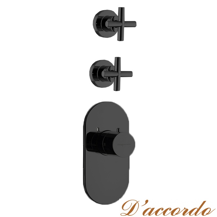 картинка Carlo Frattini Fimatherm Смеситель для душа встроенный, термостатический, 2 запорных вентиля, цвет: черный матовый от магазина D'accordo