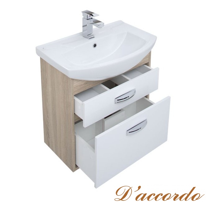 картинка Мебель для ванной Aquanet Грейс 65 дуб сонома/белая с 2 ящиками от магазина D'accordo