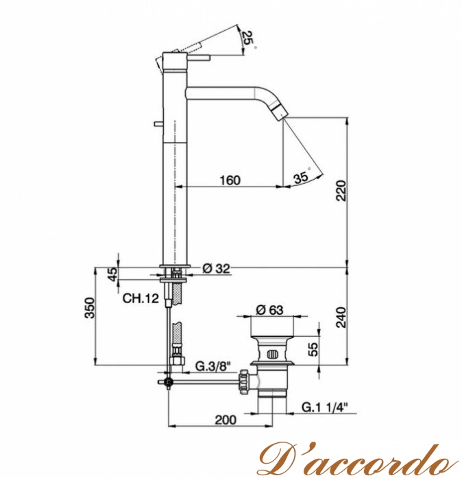 картинка Смеситель для раковины Cisal Less Minimal LM00152021 от магазина D'accordo