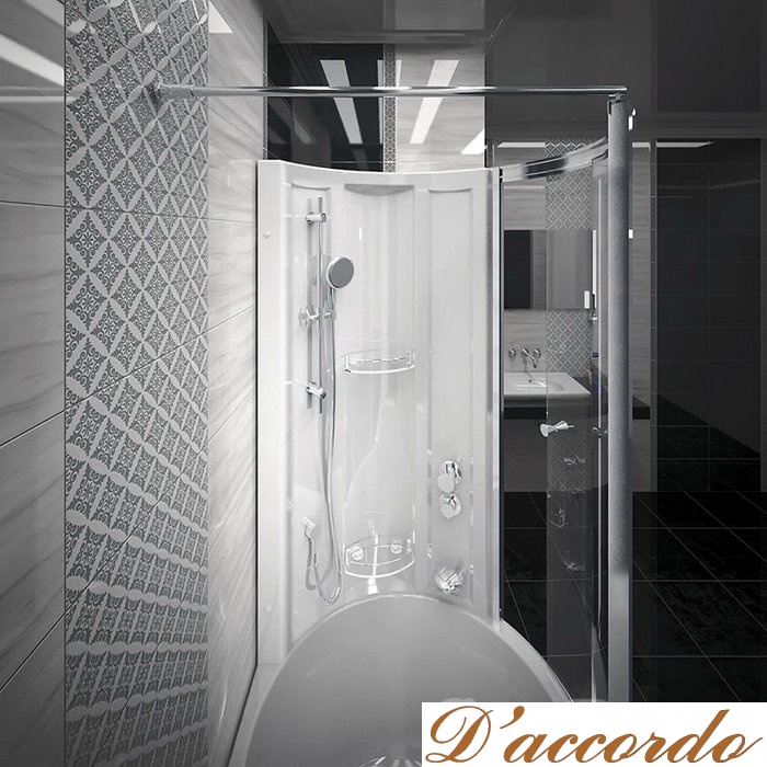 картинка Стенка со стеклянной шторкой на ванну Радомир Валенсия хром стекло прозрачное от магазина D'accordo