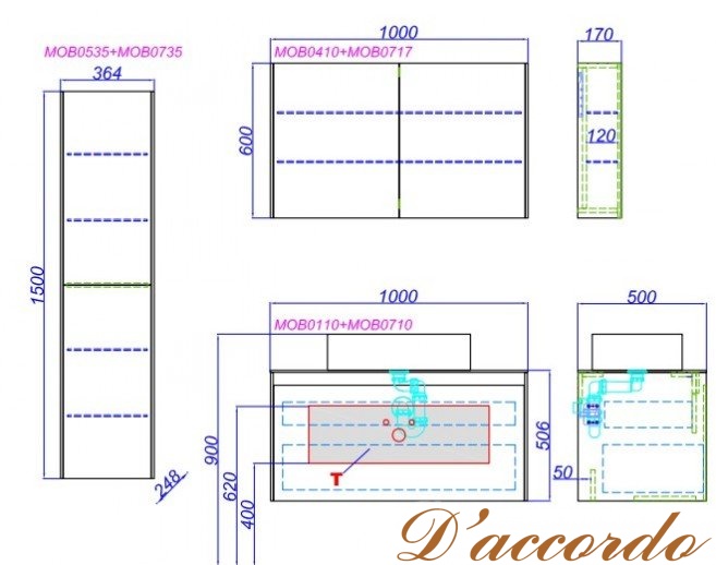 картинка Мебель для ванной Aqwella Mobi 100 белая фасад бетон светлый от магазина D'accordo