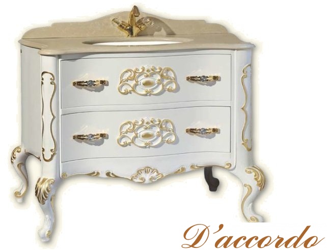 картинка Тумба под столешницу Migliore Virginia 139 см цвет Bianco с декором Gold от магазина D'accordo