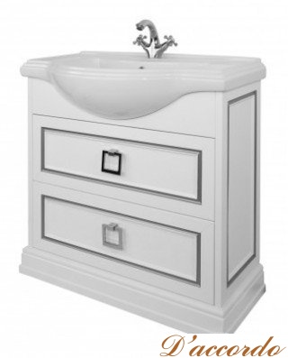 картинка Мебель для ванной напольная Tessoro Foster 65 белая с патиной серебро от магазина D'accordo