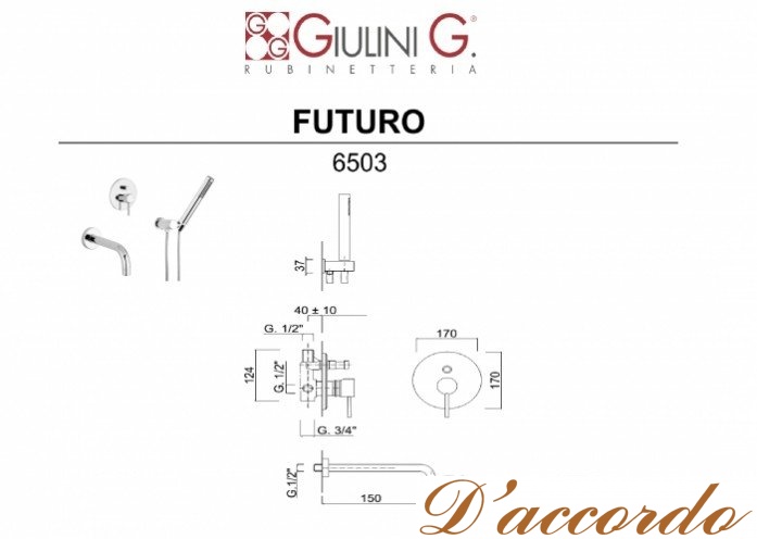 картинка Душевая система Giulini Futuro 6503NO от магазина D'accordo