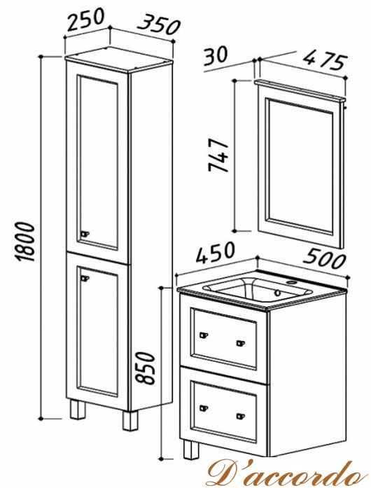 картинка Мебель для ванной Белюкс Болонья Н50-02 серый от магазина D'accordo