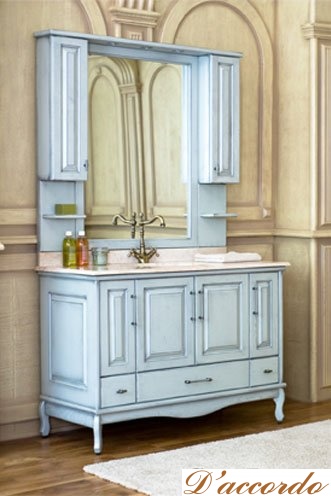 картинка Мебель Capan 140E (D) цвет 9018 + патина серебро (тумба+зеркало с 2-мя шкафчиками) от магазина D'accordo