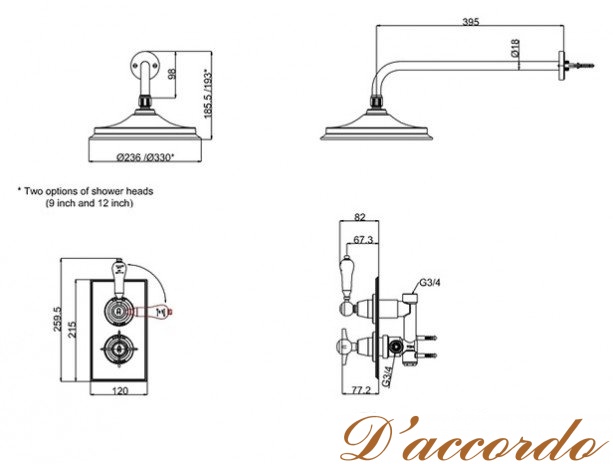 картинка Душевая система Arcade Trent ARC73 CHR+ARCV60 CHR от магазина D'accordo