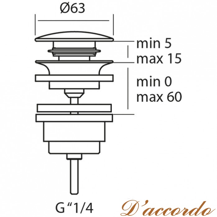 картинка Донный клапан для раковин Cisal ZA001621D1 от магазина D'accordo