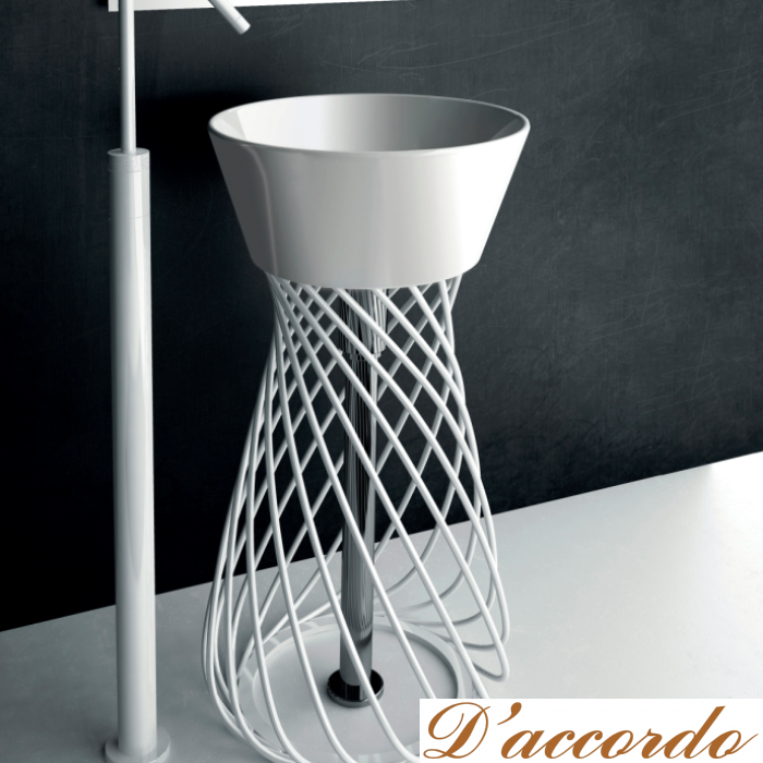 картинка Art Ceram WIRE  структура металлическая для раковины 43х43х65 см, цвет белый (Не произв-ся!) от магазина D'accordo